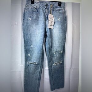 Vanilla Star Womens Vintage High Rise Distressed The Girlfriend Jeans Sz 7 NWT